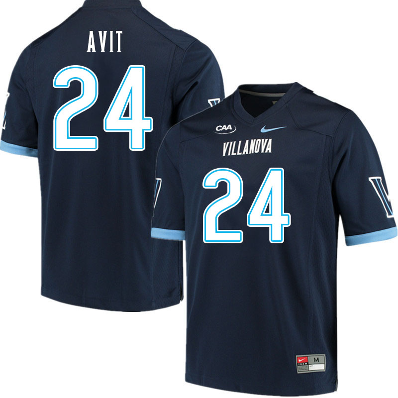 Men #24 David Avit Villanova Wildcats College Football Jerseys Stitched Sale-Navy